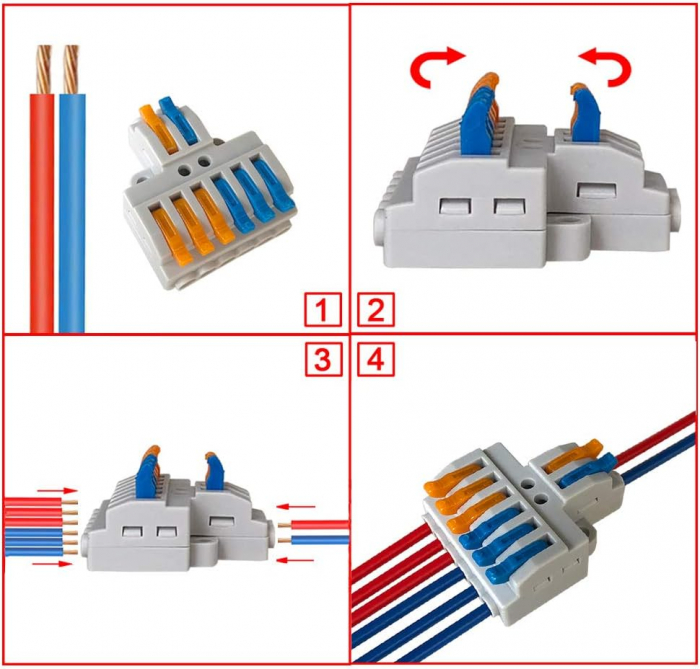 Conector legatura si derivatie doza KV426-3 cu 2 trasee si sistem de fixare, 32A/600V 0.08-4.0mm2 [4]