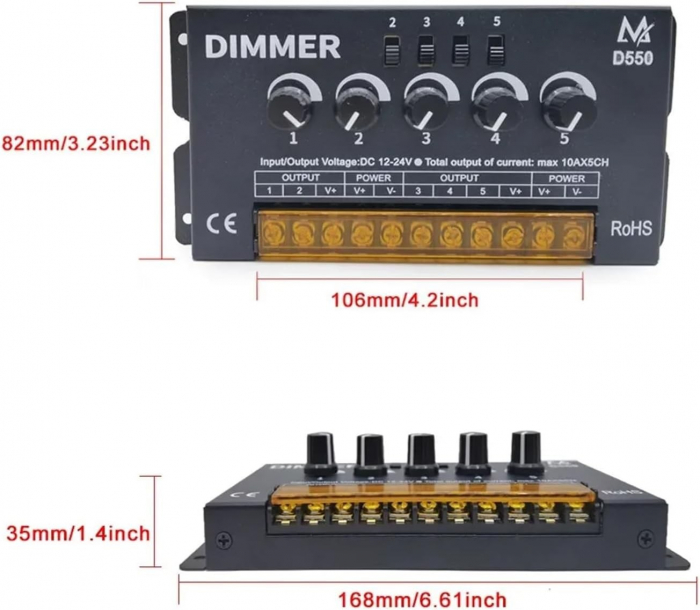 Controller dimmer monocrom pentru banda led DC 12V-24V, max 50A, D550 [2]