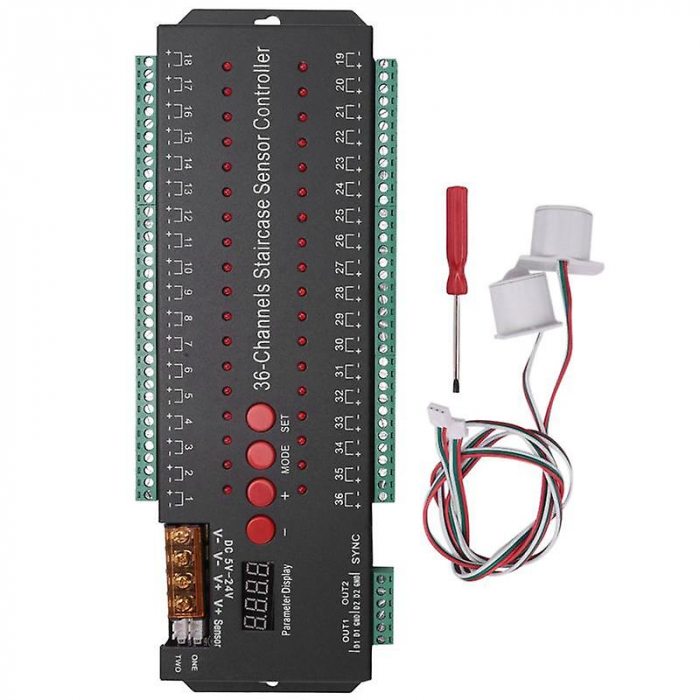 Controler de lumina cu senzor de miscare LED pentru scara, negru, 36 canale led36chA [5]