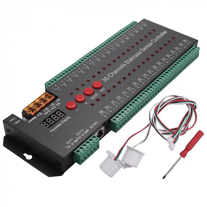 Controler de lumina cu senzor de miscare LED pentru scara, negru, 36 canale led36chA [4]