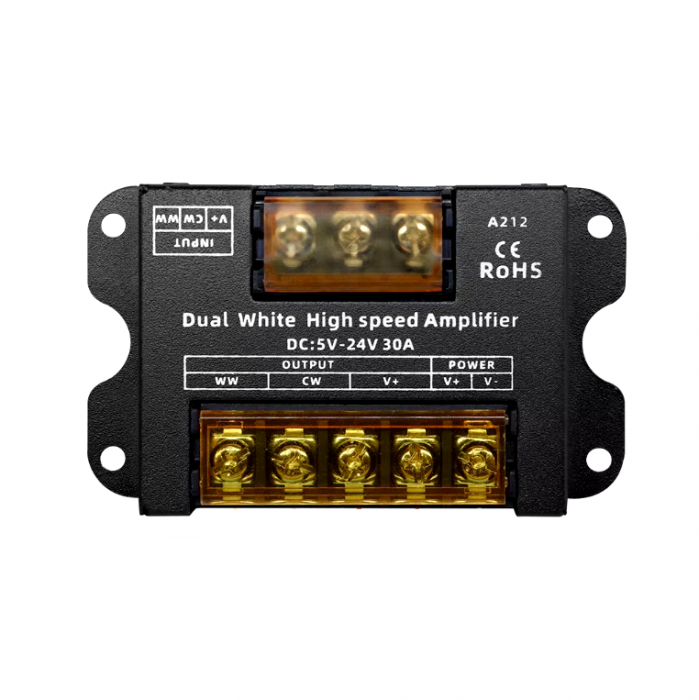 Amplificator pentru banda LED Dual White( WW, CW ), A212, 5-24V , 30 A , negru [1]