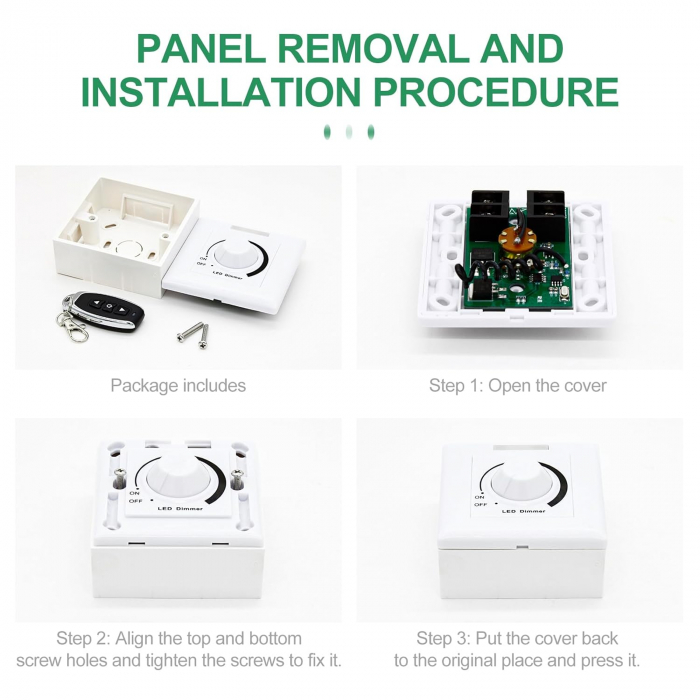 Controller de reglare a luminozitatii LED, 12V-24V DC, 30A, DF301-86 [7]