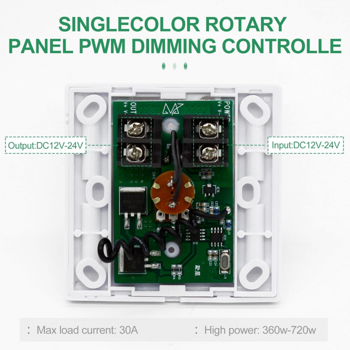 Controller de reglare a luminozitatii LED, 12V-24V DC, 30A, DF301-86 [4]