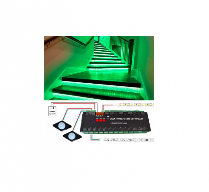 Controler RGB cu senzor de miscare LED pentru scara, 22 canale, 12-24V, HC022 [3]