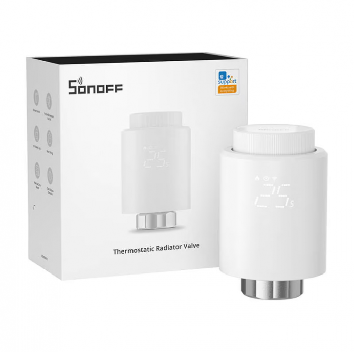 Controler de temperatura inteligent pentru calorifer, Zigbee 3.0, Control prin aplicatie, Afisaj LCD, Alb, Sonoff TRVZB [2]