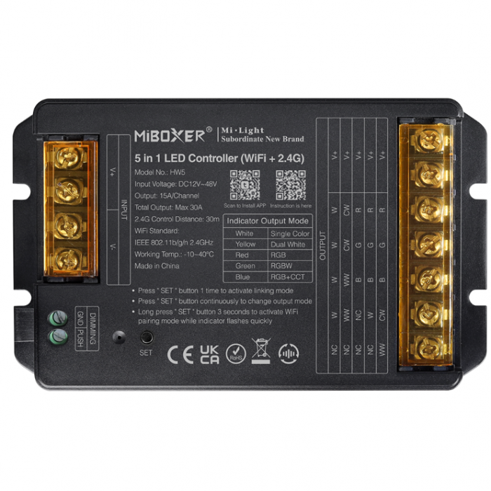 Controller Dimmer Led, Tuya, WiFi+2.4G, 12-48VDC MiBoxer HW5 [1]