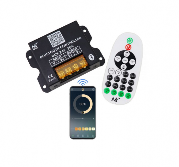 Controller Dimmer LED Smart Bluetooth DC 5-24V 30A RF cu Telecomanda BF130-RF [1]