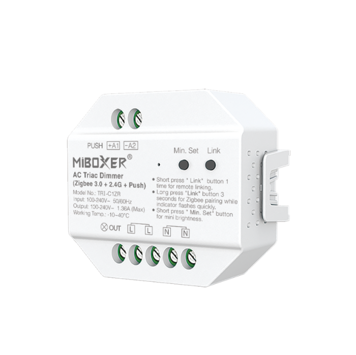 Controller Dimmer Led AC Triac, Zigbee 3.0 + RF 2.4Ghz + Push, MiBoxer TRI-C1ZR [2]