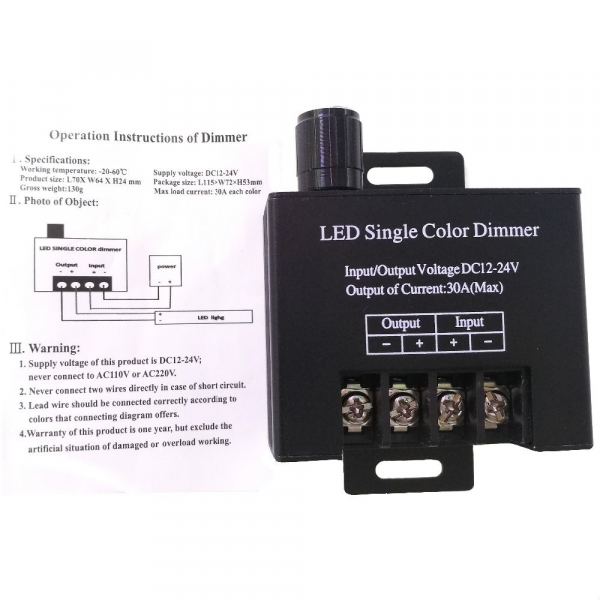 Dimmer LED 30A 12V/24V cu potentiometru lateral [2]