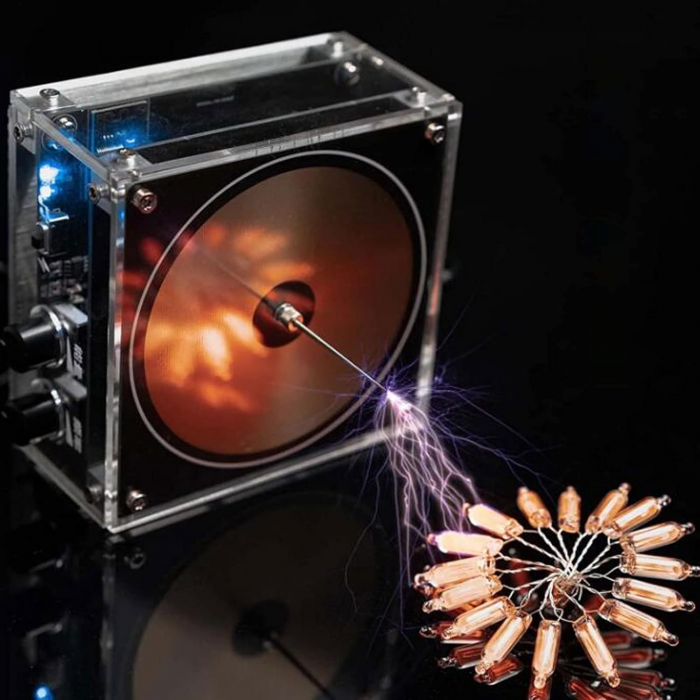 Generator Tesla Coil Bluetooth 48V, arcuri electrice vizibile, mod muzical si long arc, control reglabil, compact, pentru experimente si decor [6]