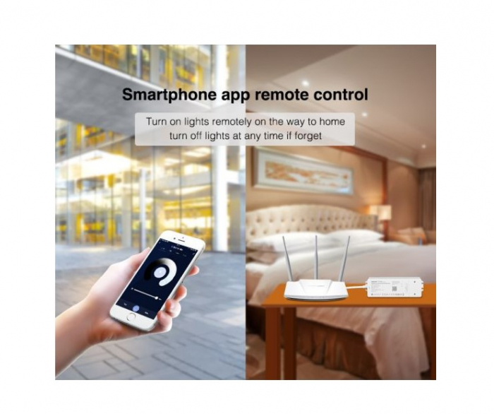 Driver LED MiBoxer 75W, 2in1 sursa si controller, dimmer, RGB+CCT, WiFi+2.4GHz, 24V, 3A, control app & telecomanda, Tuya, AC100-240V, IP20 [5]