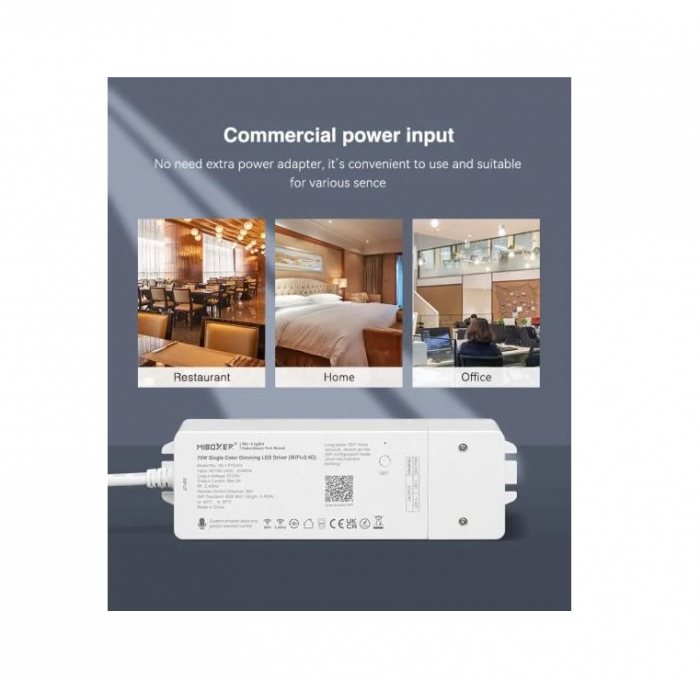 Driver LED MiBoxer 75W, 2in1 sursa si controller, dimmer, RGB+CCT, WiFi+2.4GHz, 24V, 3A, control app & telecomanda, Tuya, AC100-240V, IP20 [6]