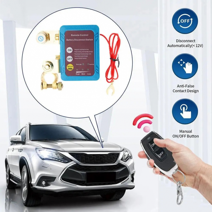 Intrerupator de deconectare a bateriei auto cu telecomanda RCBatt [4]