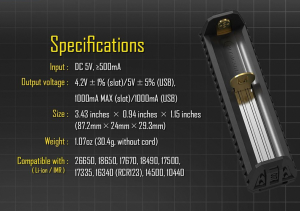 Incarcator acumulatori LI-ION NITECORE F1 cu functie de incarcare 1000mA telefon [3]