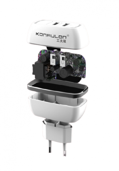 Incarcator la priza Konfulon C23 cu doua iesiri USB pentru iOS Android 2.4A [4]
