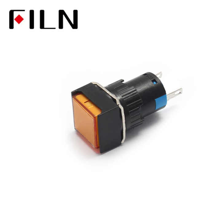 Indicator LED de panou din plastic, 16mm, 2 pini, galben, 12V DC, IP20, FL1P-16NJ-6-YELLOW [2]