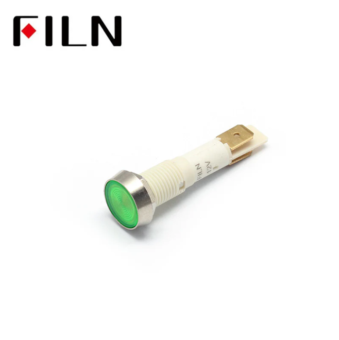 Indicator LED de panou din plastic, 10mm, pini 6.3mm, verde, 12-24V DC, IP67, FL1P-10NJ-4-GREEN [2]