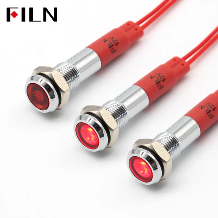 Indicator LED plat de panou alama 6mm, 2 fire 20cm, rosu, 12-24V DC, IP65, FL1M-06FW-1-RED [2]