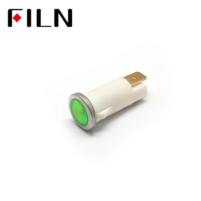Indicator LED snap de panou din plastic, 12.5mm, 2 pini 6.3mm, verde, 12-24V DC, IP65, FL1P-12.5QJ-2-GREEN [2]