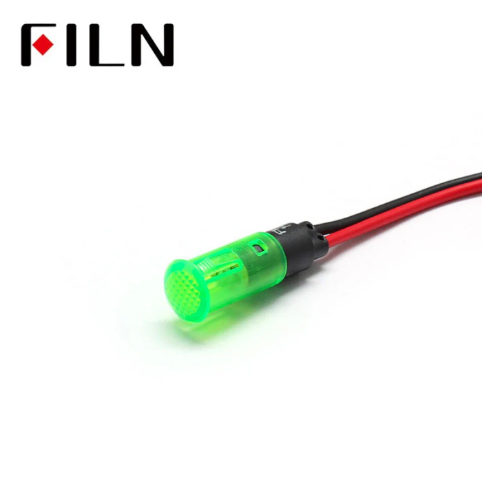 Indicator LED snap de panou din plastic , 8mm, 2 fire 20cm, verde, 12-24V DC, IP65, FL1P-08QW-2-GREEN [2]