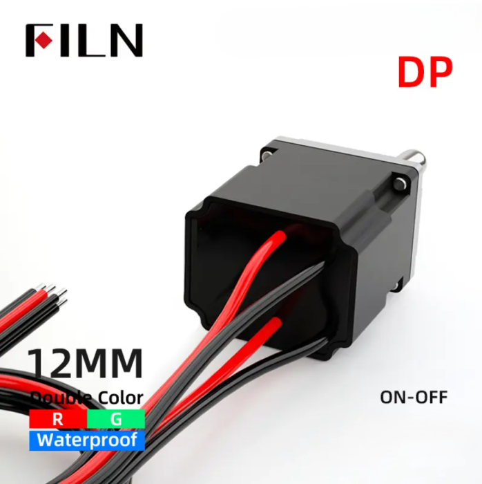 Intrerupator basculant cu mentinere, 2 pozitii, 4 fire, ON-OFF, 20A/12-24VDC, iluminare rosu-verde, DPST, FLKN2-21N-W [3]