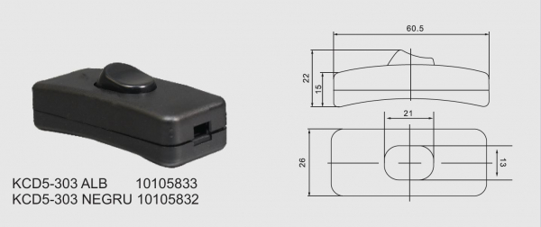 Intrerupator pe fir 250V/2A alb KCD5-303 [2]