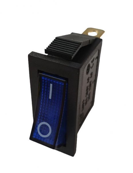 Intrerupator Rocker dreptunghiular  SPST ON-OFF Albastru cu led  250V/15A IP20 KCD3 3pini [3]
