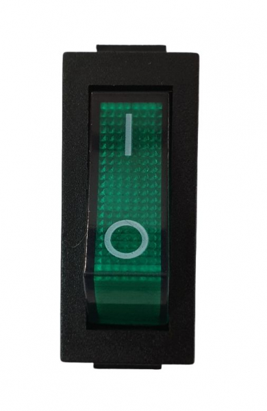 Intrerupator Rocker dreptunghiular  SPST ON-OFF Verde cu led  250V/15A IP20 KCD3 3pini [3]