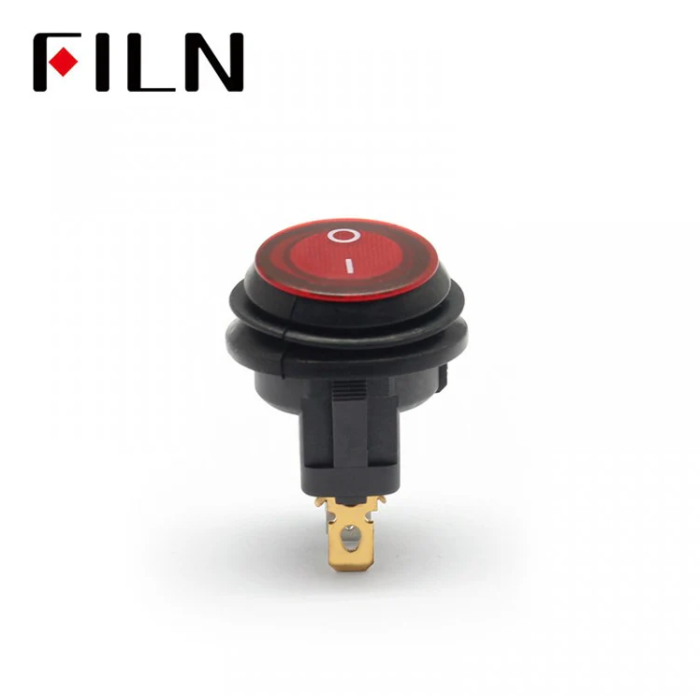 Intrerupator basculant/rocker ON-OFF cu mentinere, ermetic, SPST, 6A 250V AC, montaj panou, LED rosu, 20mm, IP67, KCD1-101-11-RED [2]