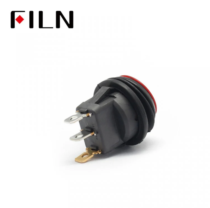 Intrerupator basculant/rocker ON-OFF cu mentinere, ermetic, SPST, 6A 250V AC, montaj panou, LED rosu, 20mm, IP67, KCD1-101-11-RED [3]