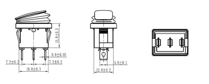 Intrerupator/rocker mini basculant ON-OFF, KCD1-0111-11, 3pini, 250VAC, 10A, 19.5x13mm, LED rosu, cu retinere, IP65 [4]