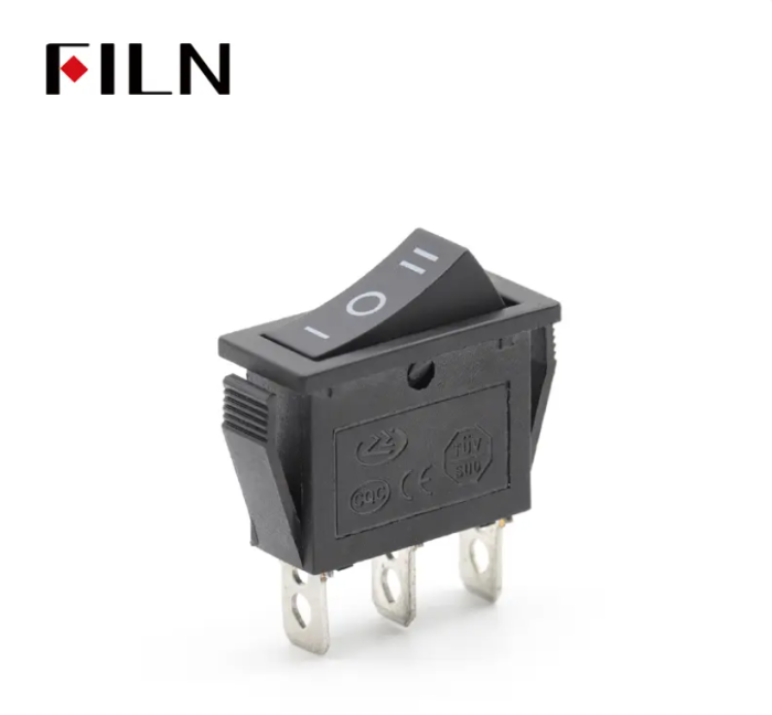 Intrerupator basculant/rocker ON–OFF–ON cu mentinere, 15A 250V AC, 30x12 mm, montaj panou, FL3-KCD3-103-01 [2]