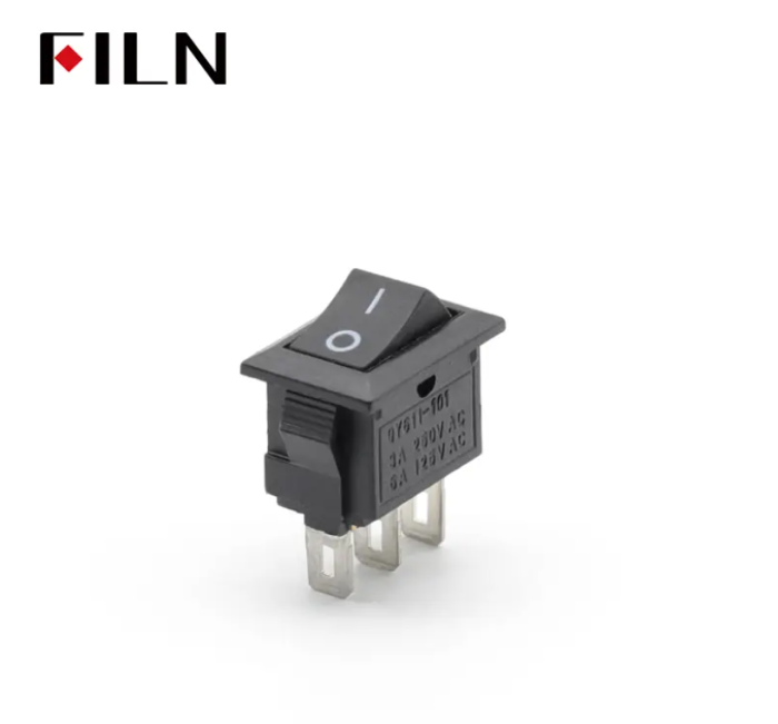 Intrerupator basculant/rocker ON–ON cu mentinere, 3A 250V AC, 15x10.5 mm, montaj panou, KCD1-102-01 [2]