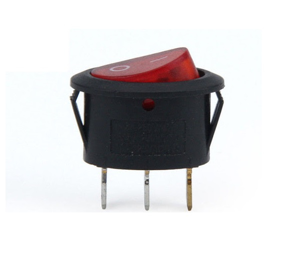 Intrerupator Rocker oval SPST ON-OFF Rosu cu led 250V/6A IP20 KCD1 3pini [2]