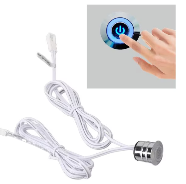 Intrerupator tactil LED, CACM-F02, banda led, reglare luminozitate, 12V-24V, 60W, Dupont, argintiu [2]