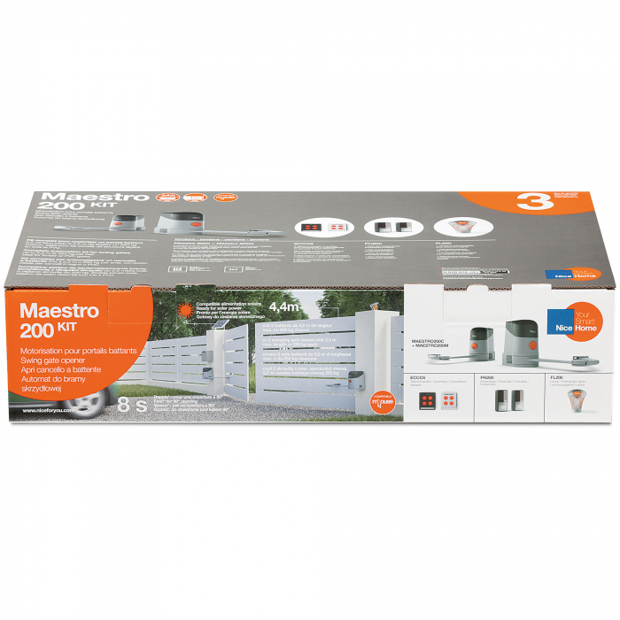 Kit automatizare Nice Home MAESTRO 200 pentru porti batante 250kg 2.2m [2]