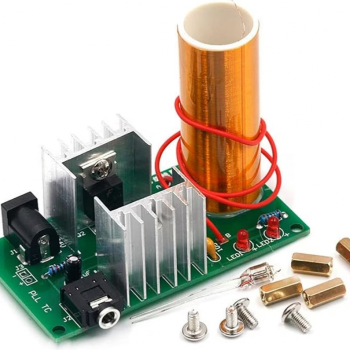 Kit bobina Tesla pentru experimente scolare, generare plasma si lumina, asamblare DIY [1]