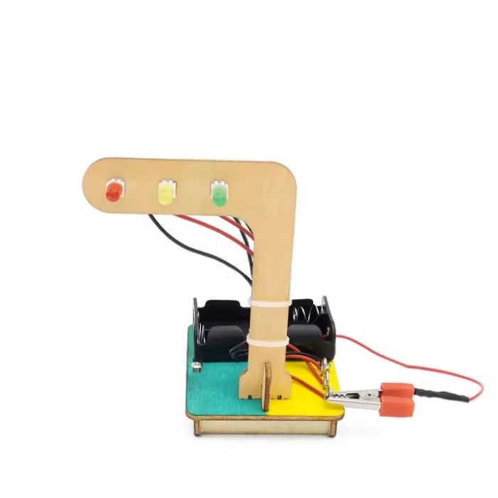 Kit educativ DIY semafor pentru copii, LED-uri RGY, alimentare cu baterii OKYN2113 [5]