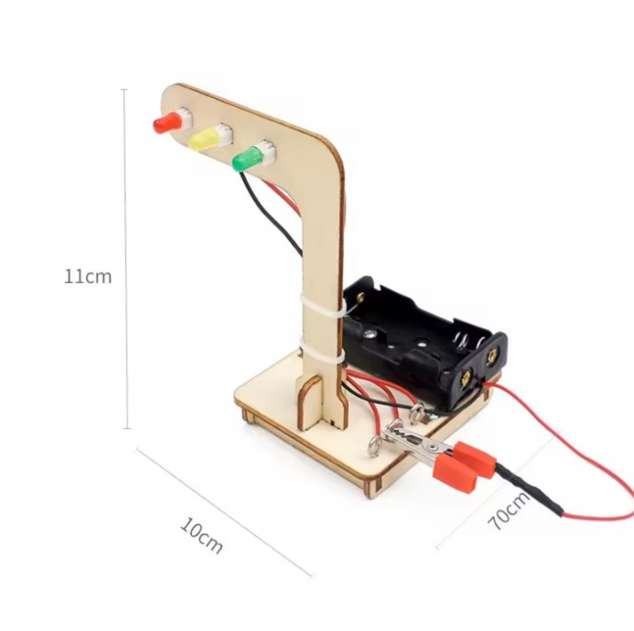 Kit educativ DIY semafor pentru copii, LED-uri RGY, alimentare cu baterii OKYN2113 [2]