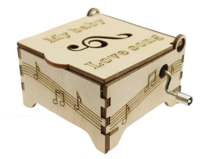 Kit DIY cutie muzicala din lemn cu manivela, model My Baby Love Song, asamblare manuala, fara baterii [2]
