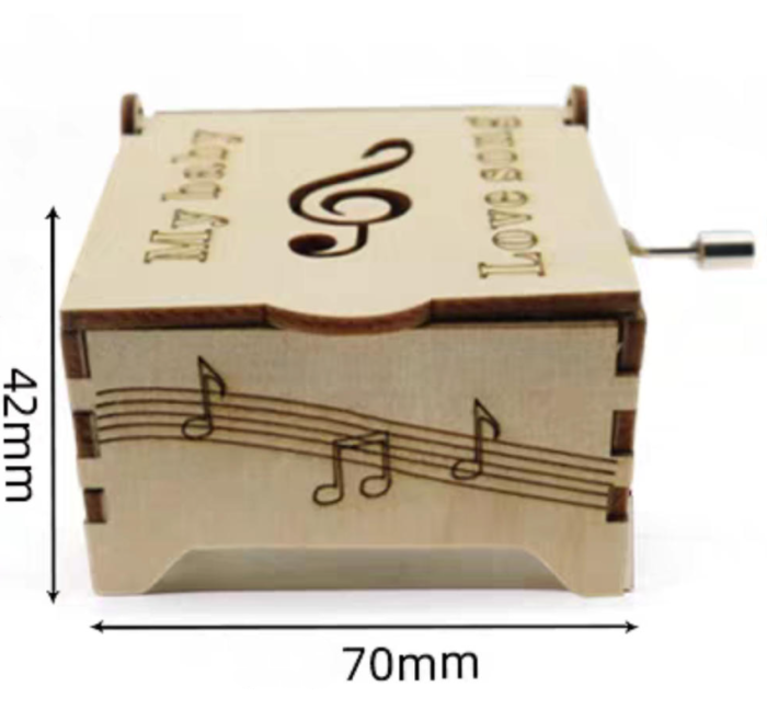 Kit DIY cutie muzicala din lemn cu manivela, model My Baby Love Song, asamblare manuala, fara baterii [6]