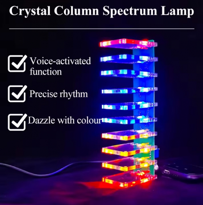 Kit DIY lampa LED tip coloana cristal, control prin sunet, efect spectru luminos [2]
