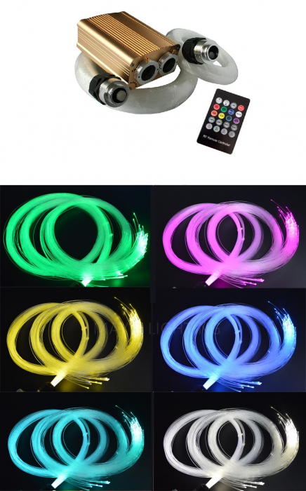 Kit fibra optica plafon instelat RGB 2 x 16W cu telecomanda, 1000 fire la 3 metri [3]