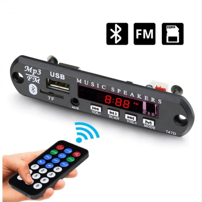 Kit preamplificator radio MP3 afisaj LED, BT, telecomanda MicroSD/TF/USB [2]