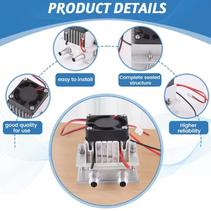 Kit racire termo-electric Peltier TEC1-12706, 12V, 60W, cu ventilator, bloc de apa si pasta termoconductoare [5]