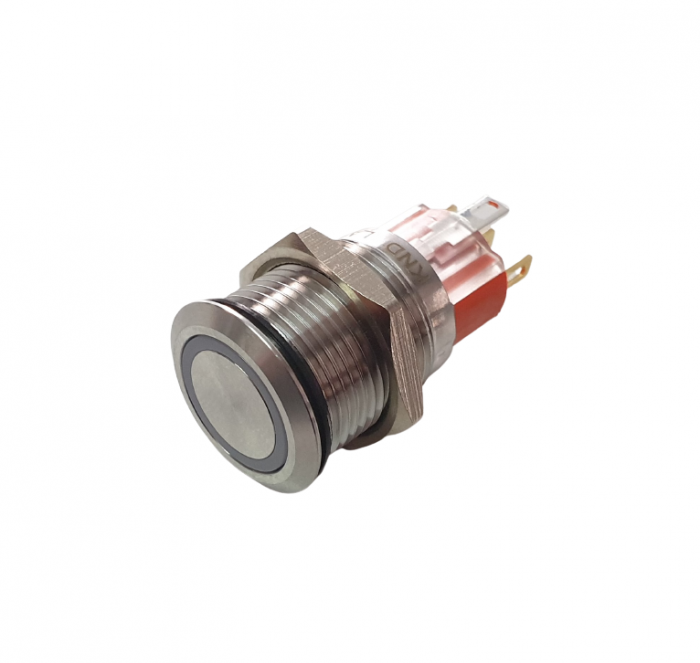 Buton de panou SPDT fara retinere OFF-(ON) cu led rosu LA167-S16-FJ11-ER12 12V [2]