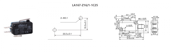 Limitator de cursa cu lamela 15mm NO/NC/COM 250V/3A [5]