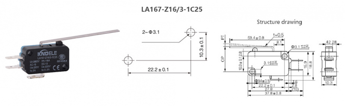 Limitator de cursa cu lamela 50mm NO/NC/COM 250V/3A [5]