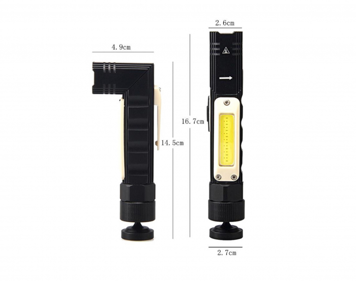 Lanterna de lucru COB  suport magnetic cu elastic frontal lumina ALB / ROSU patru moduri de lucru [4]
