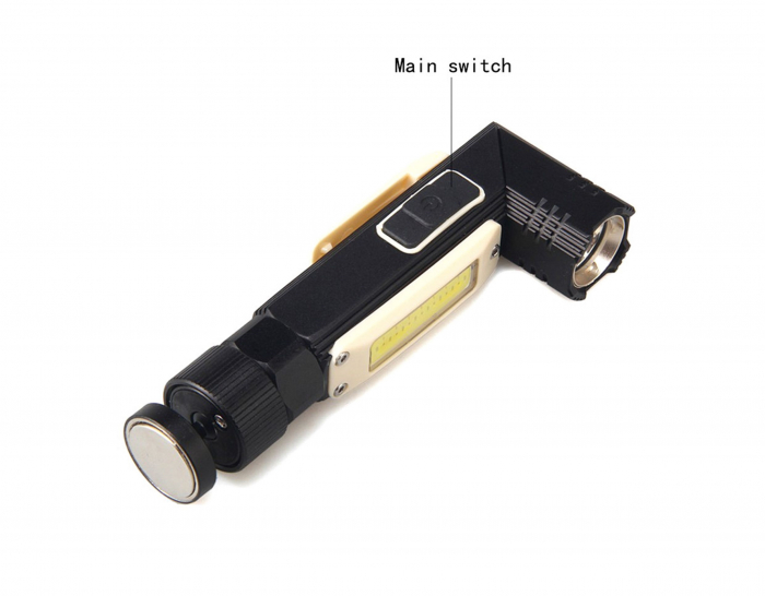 Lanterna de lucru COB  suport magnetic cu elastic frontal lumina ALB / ROSU patru moduri de lucru [6]
